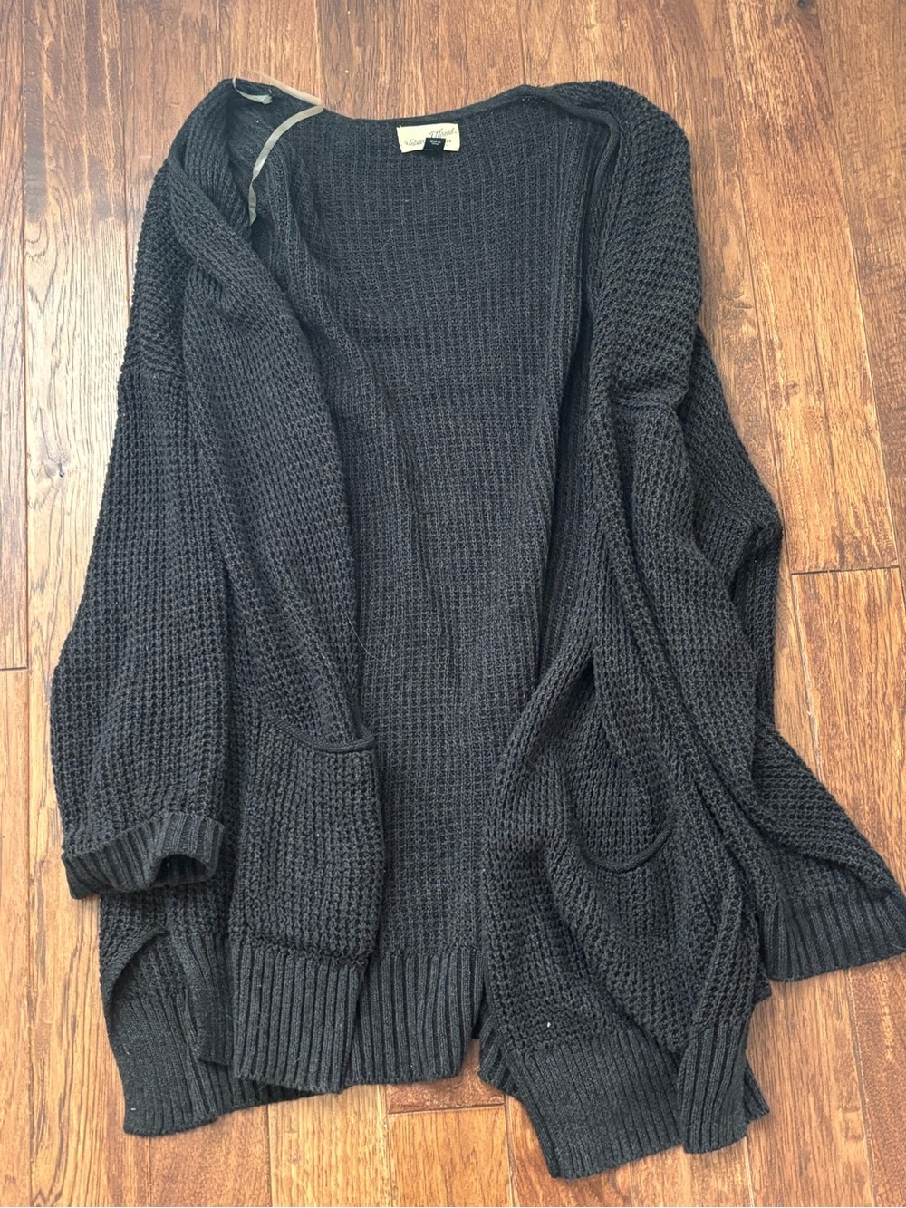 Universal Thread Black Chunky Open-Front Cardigan with Pockets